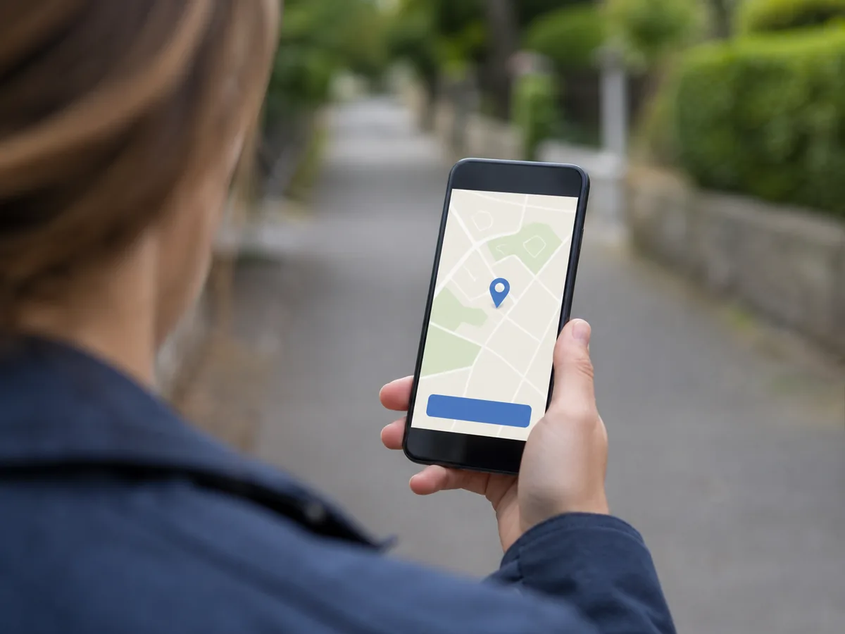 A phone showing a shared location and a check-in prompt.